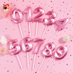 Vela de Aniversário Slim Metallic Pink Rosa Fest Color | Escolha o Número | Unidade