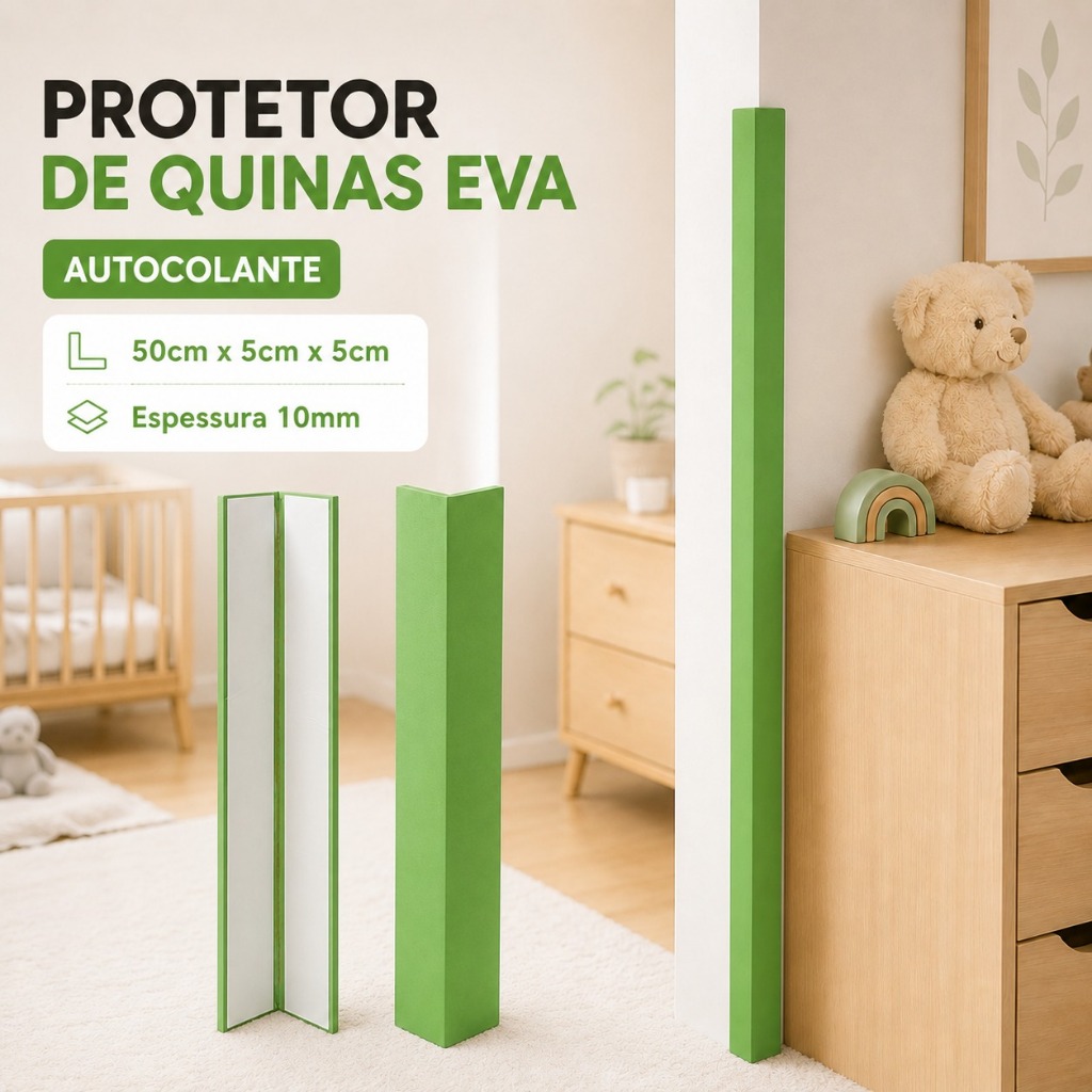 Protetor de Quina EVA Autocolante 50cm Para Móveis e Paredes