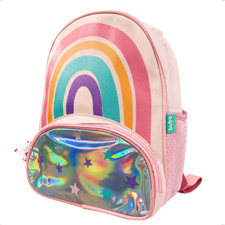 Mochila Escolar Magic Unicórnio Arco-Íris Estrelas Brilho Lancheira Alça Rosa Menina Aula Buba