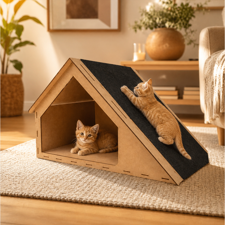 Casa para Gato com Arranhador e Rampa 47x30cm