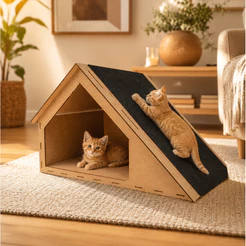 Casa para Gato com Arranhador e Rampa 47x30cm