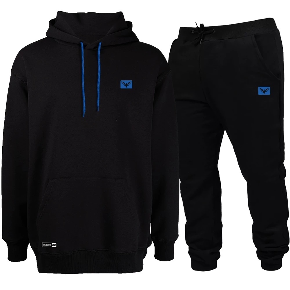 Conjunto Moletom Blusa De Frio + Calça Abrigo Modelo Canguru com Cordinha Estampado