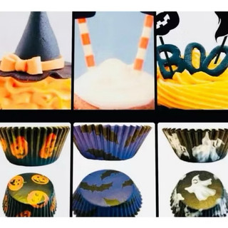 Pacote Com 50 Forminhas Cupcake Halloween | Modelos Sortidos | Composição: 100% Papel Celulose | Docinhos, Festa Fantasi
