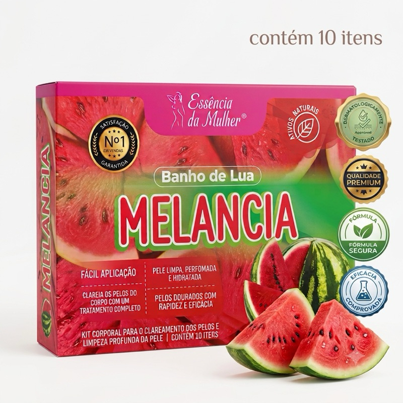Kit Banho de Lua Melancia Essência da Mulher Clareamento Profissional de Pelos 10 Itens