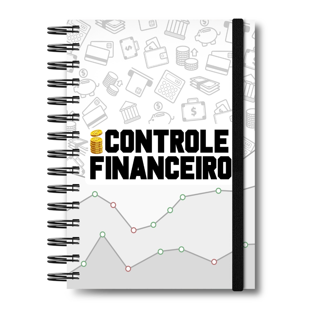 Planner Controle Financeiro Preto e Branco Capa Dura Caderno Anotações Minhas Finanças 2025/2026