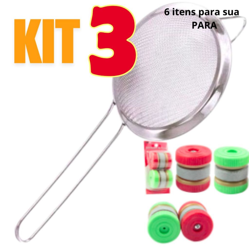 Kit de utilidades domésticas para cozinha com 2 amoladores de facas + peneira em aço inox