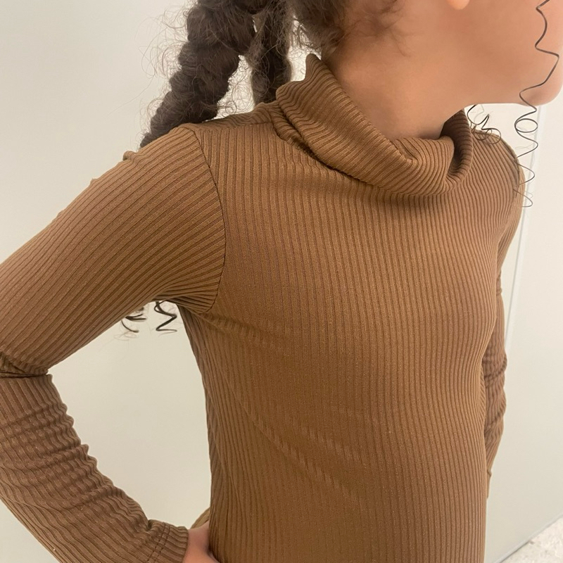 Camiseta manga longa infantil Cacharrel infantil kunissex Roupa de frio infantil(Marrom, preto e bege,2)