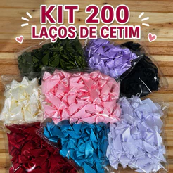 kit 200 Laços/ Lacinhos de Cetim Nº 2 para Lembrancinhas