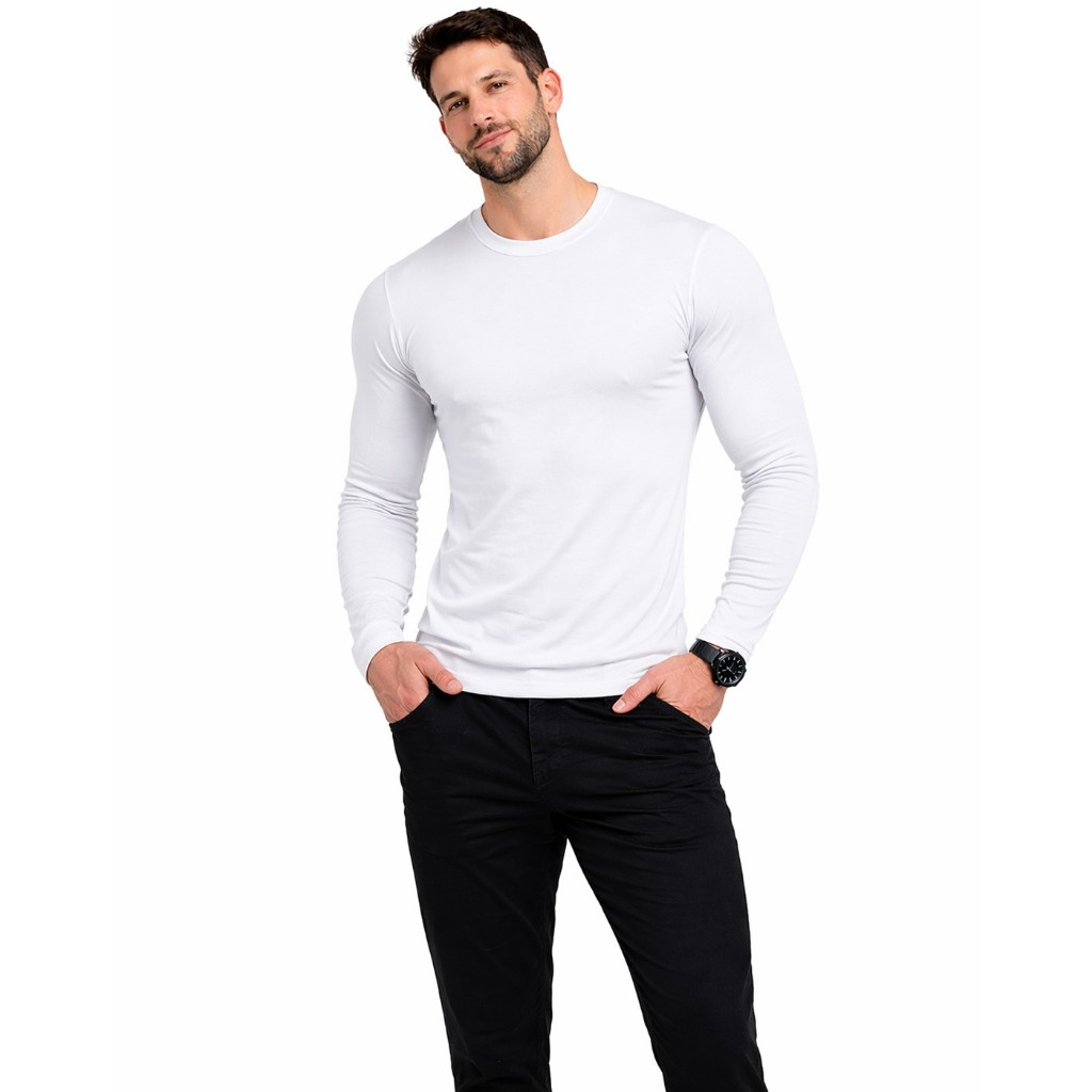 Camiseta Térmica Masculina Manga Longa Peluciada Blusa Frio
