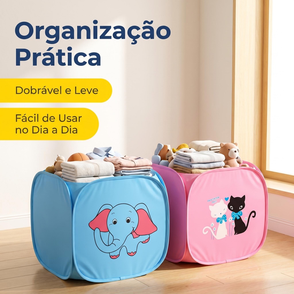 Organizador Multiuso Dobrável 45x45cm Casa Lavanderia