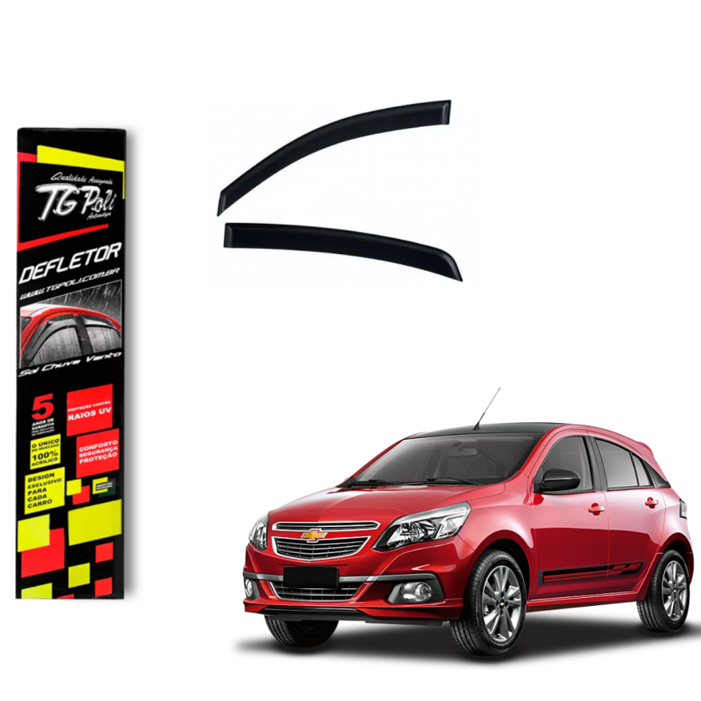 Calha de Chuva Chevrolet Agile 2009 a 2015 4 portas TG Poli Defletor Portas Protetor Janelas Fumê