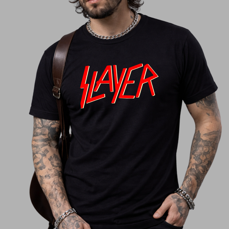 Camiseta Slayer Basic Banda de Rock Musica Internacional Camisa Blusa Unissex Masculino Feminino Plus Size 100% Algodão
