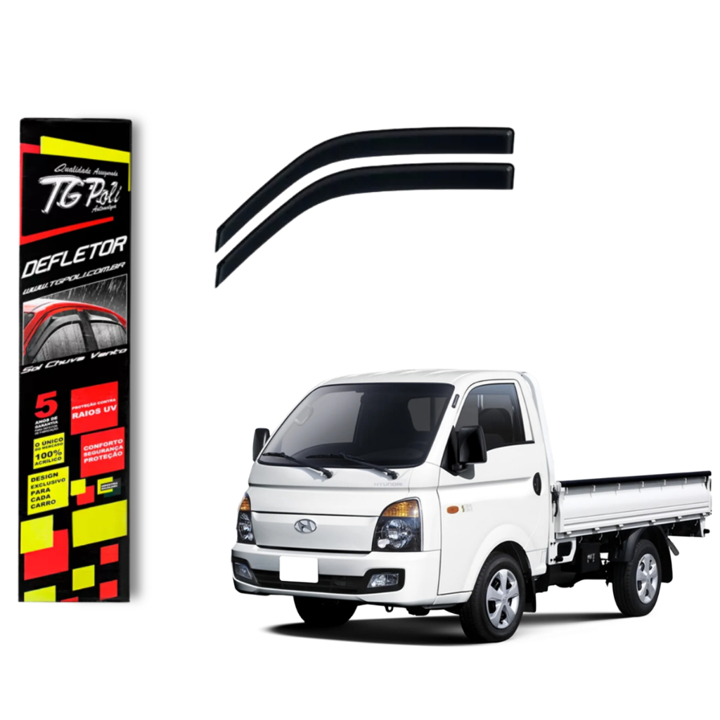 Calha de Chuva Hyundai HR 2005 a 2025 2 portas TG Poli Defletor Portas Protetor Janelas Fumê
