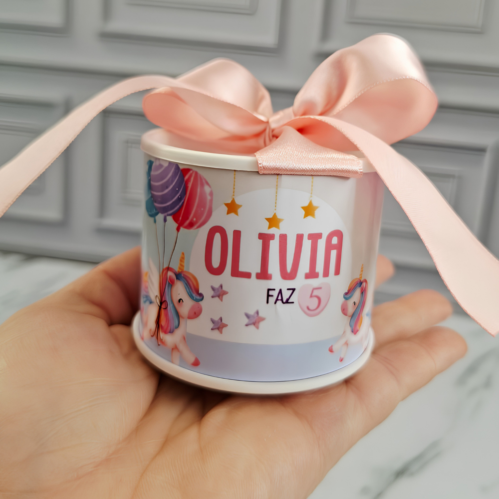 Kit tubolatas personalizadas UNICORNIO • Lembrancinha maternidade | chá de bebê • 5x6 Personalizamos qualquer tema