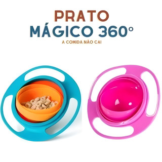 Prato Mágico 360 Infantil Não Cai Comida Giratório Transição Introdução Alimentar