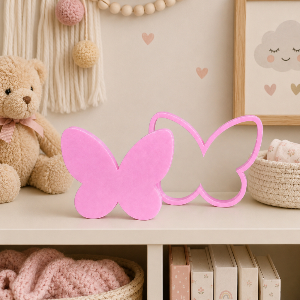 Kit 2 Peças Borboletas Decorativas Para Quarto de Bebê Infantil Nichos Cômoda Decorativo Enfeites