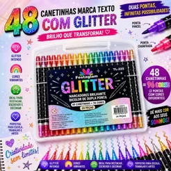 Marcador metálico 6/12/18/24/36/48 caneta de glitter de cabeça dupla marcador de cabeça dupla brilhante Material Escolar