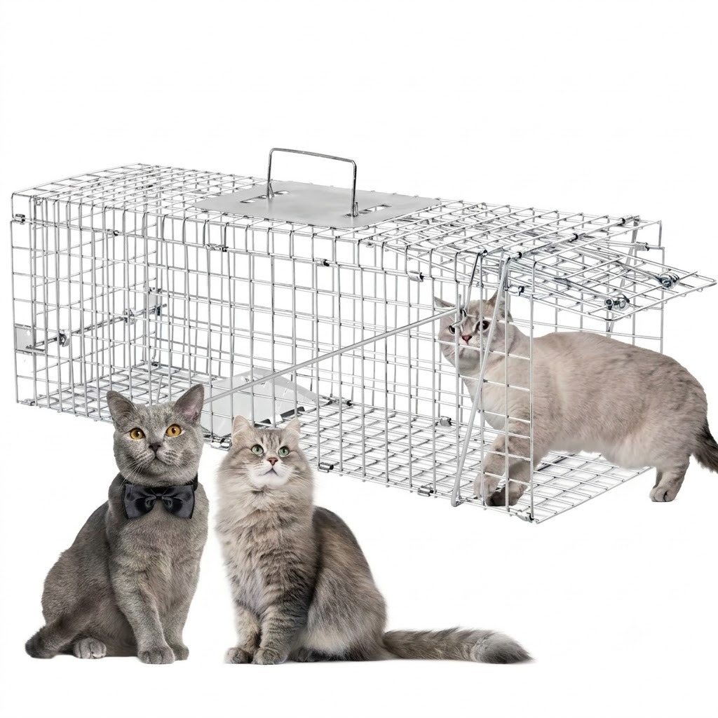 Armadilha multiuso gaiola para gato e rato, captura humana resistente prática para animais selvagens