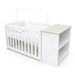 Berço Americano Lila Branco MDF Colchão Incluso Suporte Mosqueteiro E Trocador Acoplado ou Para Uso Independente - AV