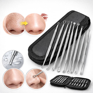 Kit 7 Peças Extrator de Cravos e Espinhas Profissional, Aço Inoxidável, Ferramentas para …