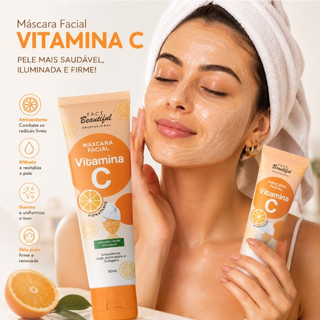 Máscara Facial com Vitamina C Face Beautiful -  Firmado e iluminadora