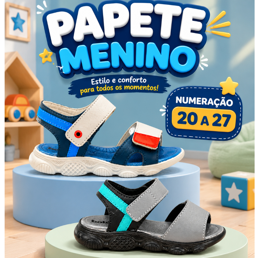 Papete Infantil Menino Macia Escolar Casual Confortável Macia Leve 20 Ao 27
