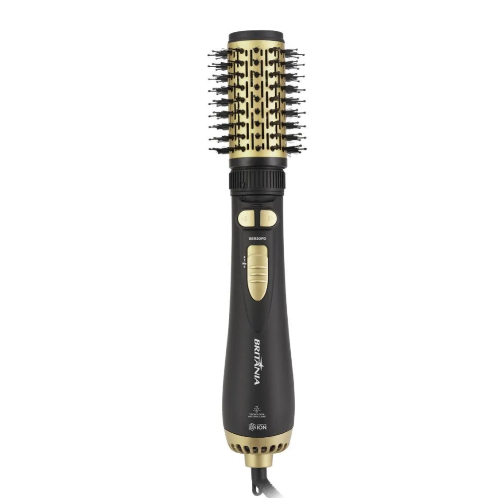 Escova Rotativa Britânia BER20PD 1300W Bivolt, 4 em 1 Seca, Alisa, Modela, Dá Vo