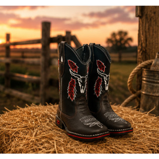 Bota Texana Premium Cowboy Infantil Confortável para Rodeio Estilo Country Original