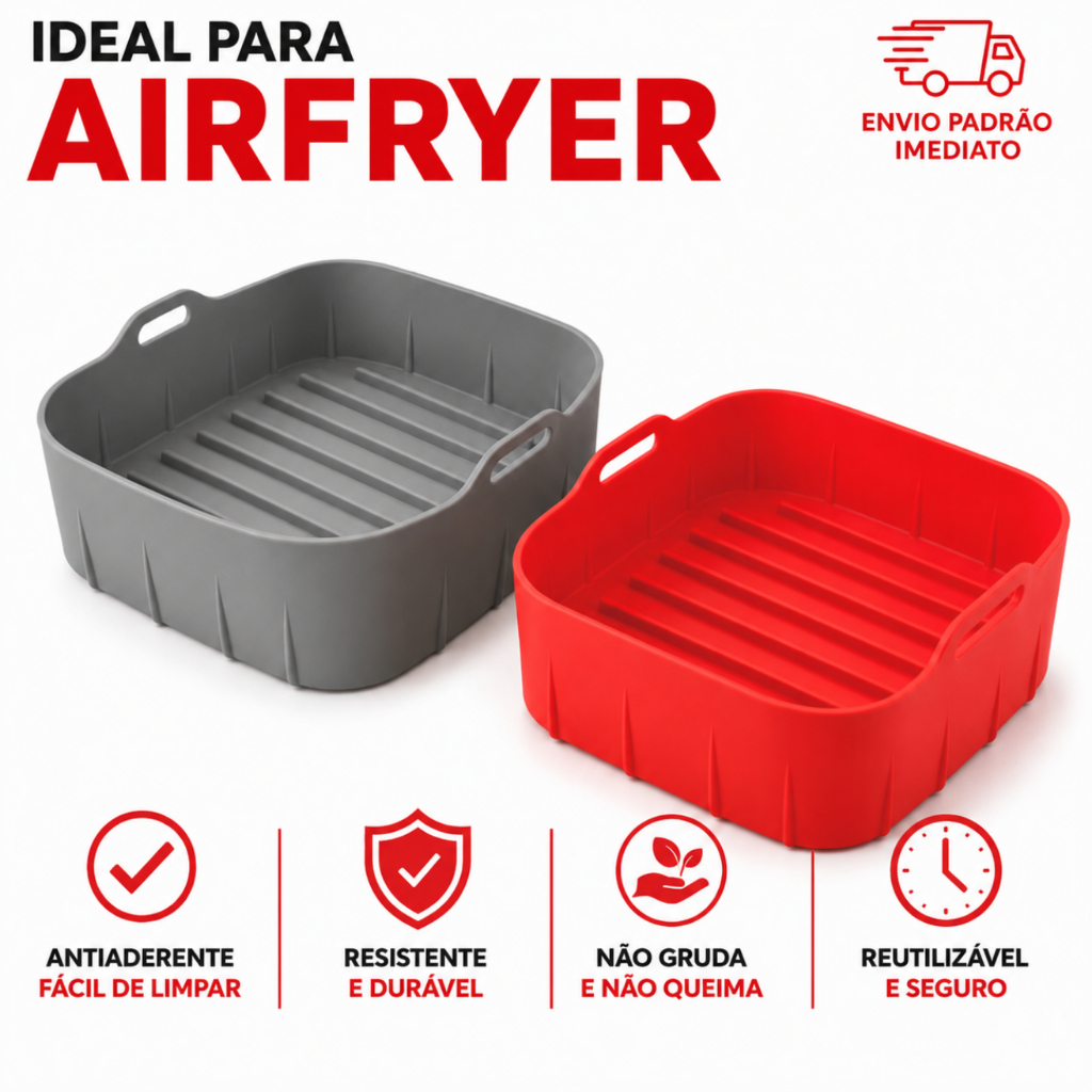 Formas Silicone Airfryer Antiaderente 2,5L a 3,5L Reutilizável Alta Durabilidade Cesto Firme
