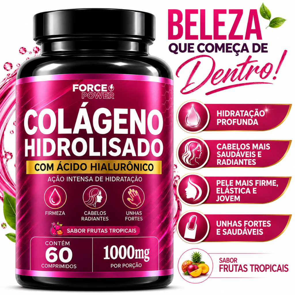 Colágeno Hidrolisado com Ácido Hialurônico 60 Comprimidos 1000 mg