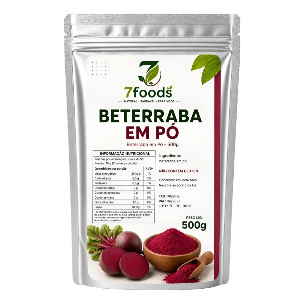 Beterraba Em Pó 500g 7foods Natural E Sem Glúten