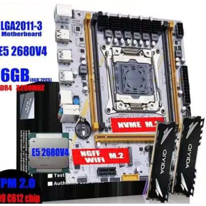 Qiyida x99 conjunto de placa-mãe kit LGA2011-3 xeon e5 2680 v4 processador cpu 1