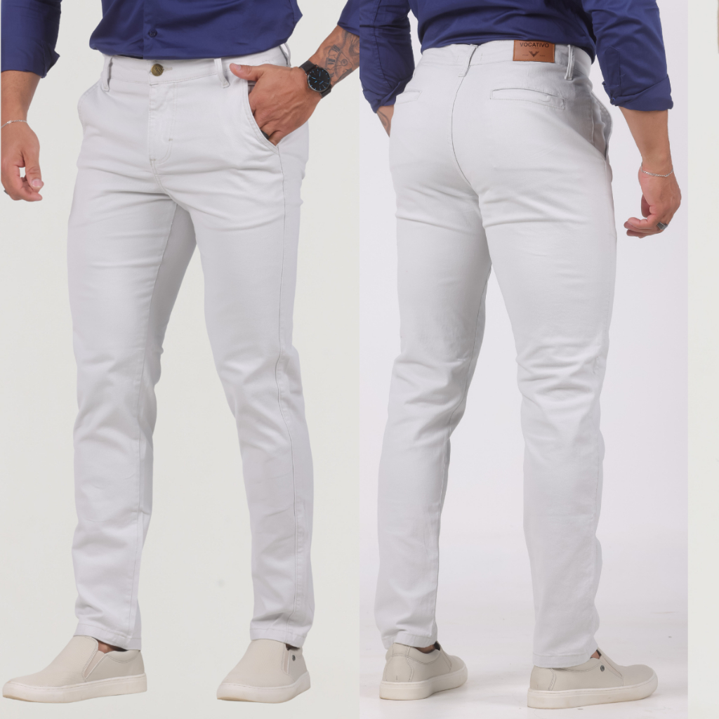 CALÇA MASCULINA CASUAL ALFAIATARIA SARJA SPORT FINO BOLSO EMBUTIDO Com Lycra Tecido Premium