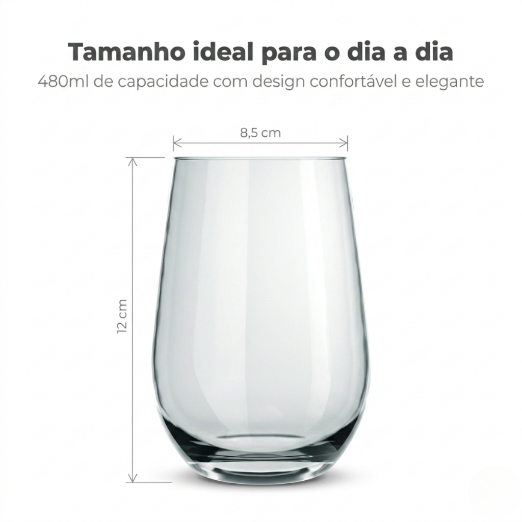 Kit 6 Copos De Vidro 480ml Nadir Figueiredo Dubai Long Drink Suco Água Presente · foto 2