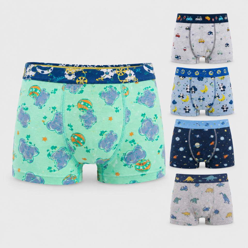 Kit 10 Cuecas Boxer Infantil Masculina Estampas Sortidas Tecido de Algodão Premium Confortável