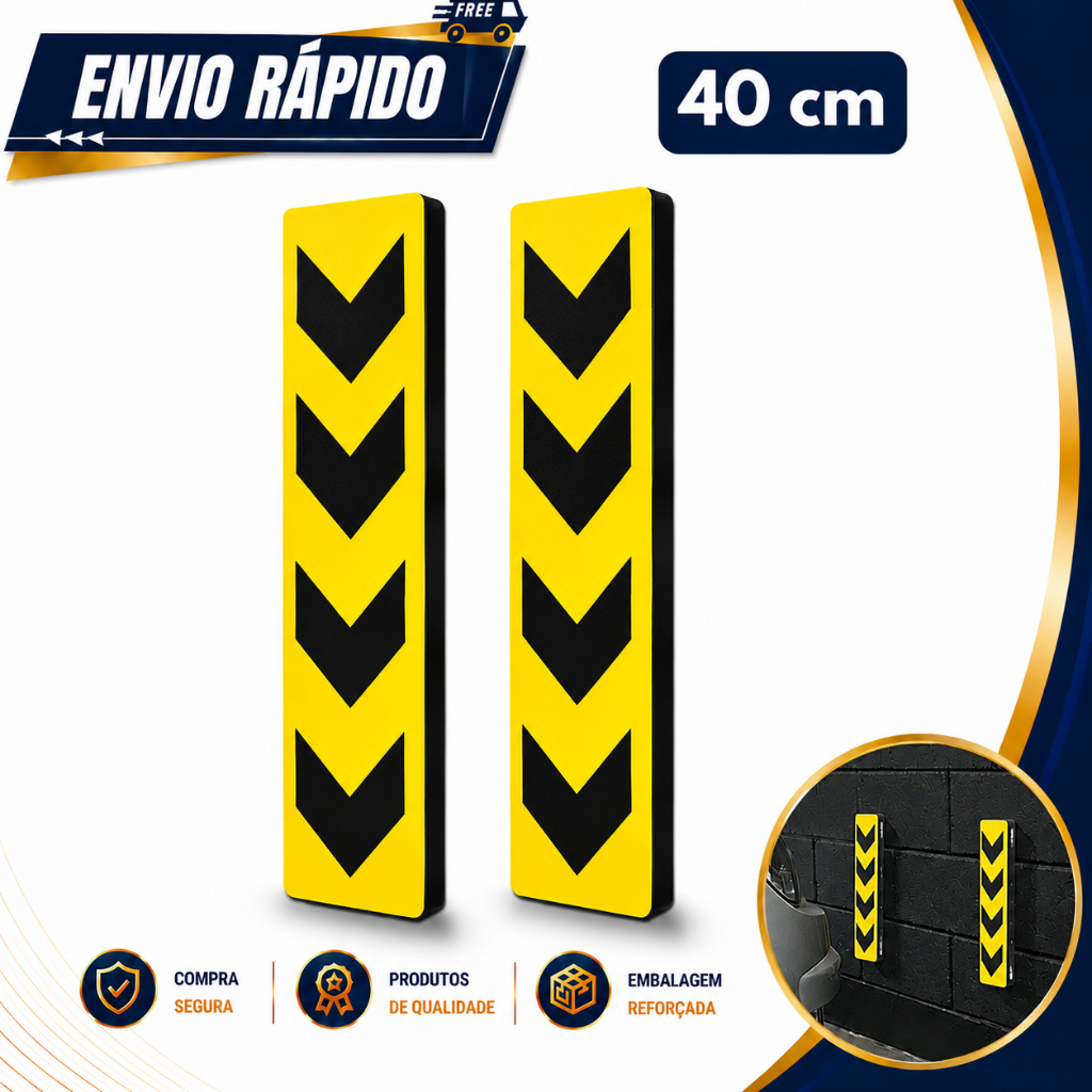 Kit 02 Protetores Para Choque Eva Segurança Carros Estacionamentos Garagem Parede