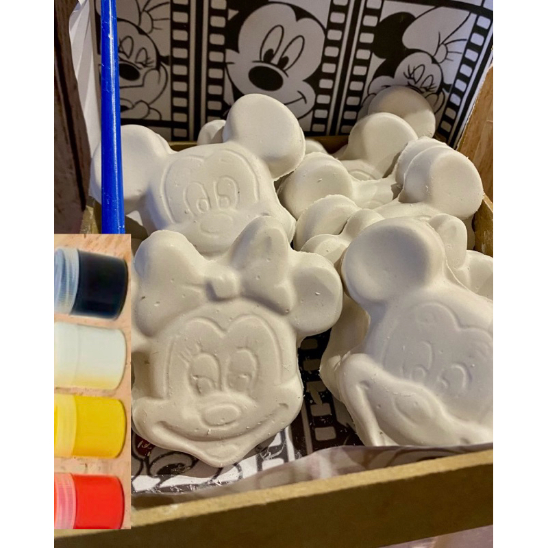 Kit Pintura Infantil 20 peças Mickey e Minnie com Tintas + Pincel | Lembrancinha Criativa