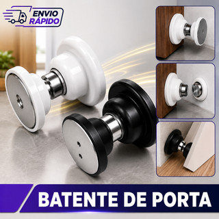 Prendedor Trava De Porta Batedor Fixador Batente Adesivo Amortecedor Imã Magnético Inox Preto