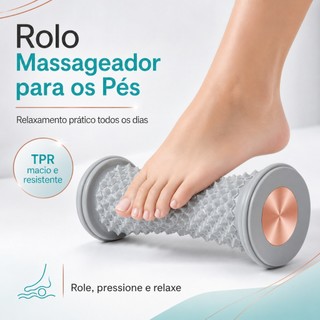 Massageador para Pés com Rolo TPR 17 cm, Pontos de Pressão, Portátil para Relaxamento em Casa, Escritório e Academia