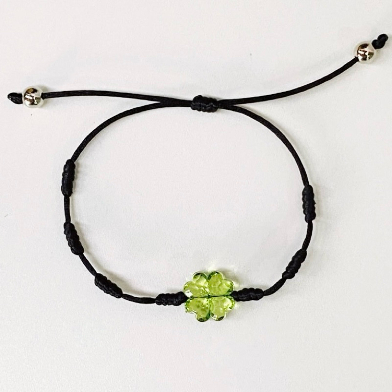 Pulseira 7 Nós De Proteção Kabbalah Trevo 4 Folhas Ajustável