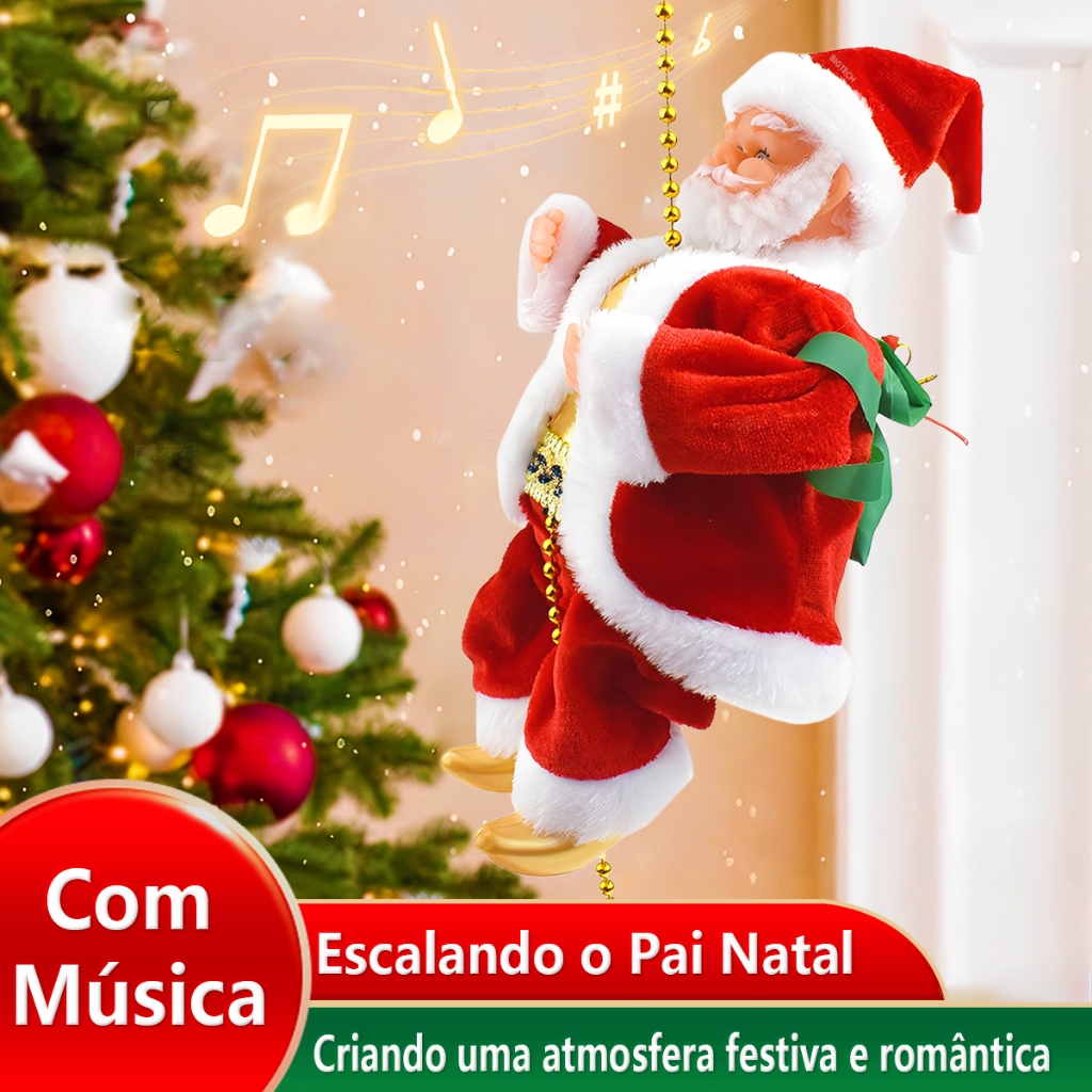 Papai Noel Elétrico Natal Escalando Corda Musica E Movimento Natal Decoração De Natal