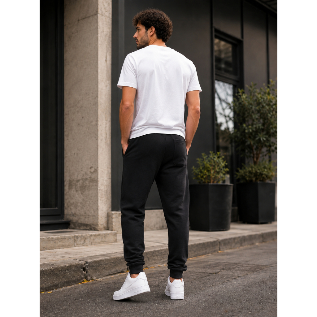 Calça de Moletom Adulto Jogger Masculina Casual Inverno Punho Ajustável Tecido Macio