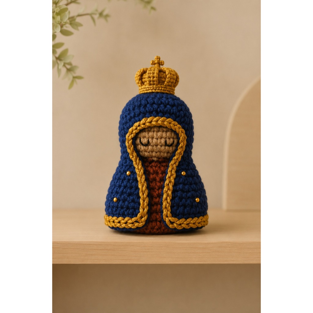 Nossa Senhora Aparecida em Crochê amigurumi artesanal - 8 cm