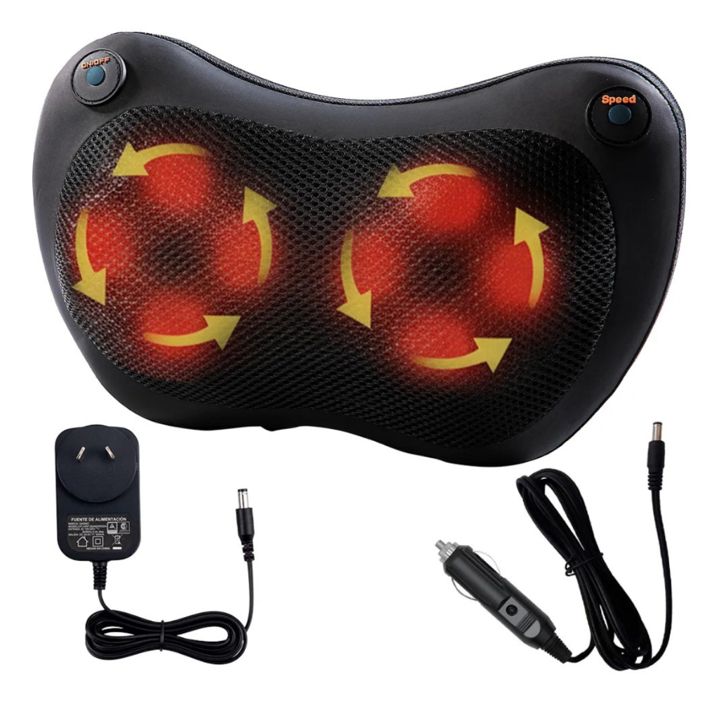 Almofada Massageadora Shiatsu 25W Bivolt Massagem com Aquecimento Para Pescoço Lombar