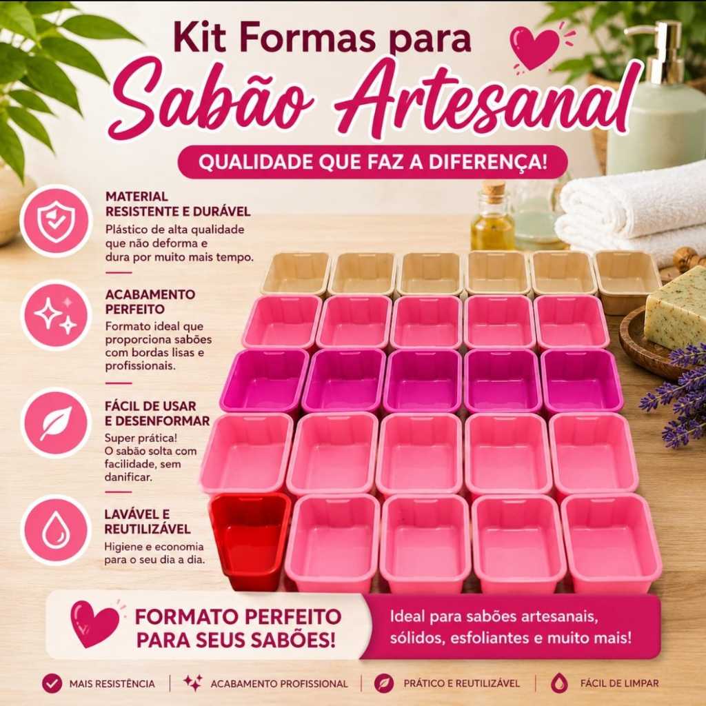 Kit 30 formas para  Fabricação de sabão/sabonete 250 ML em plástico reciclado