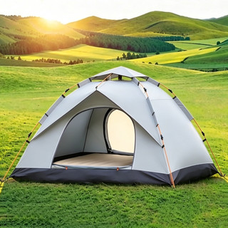 Barraca portátil de abertura rápida, com cordas de ancoragem e estacas – ideal para piqueniques ao ar livre e pesca.