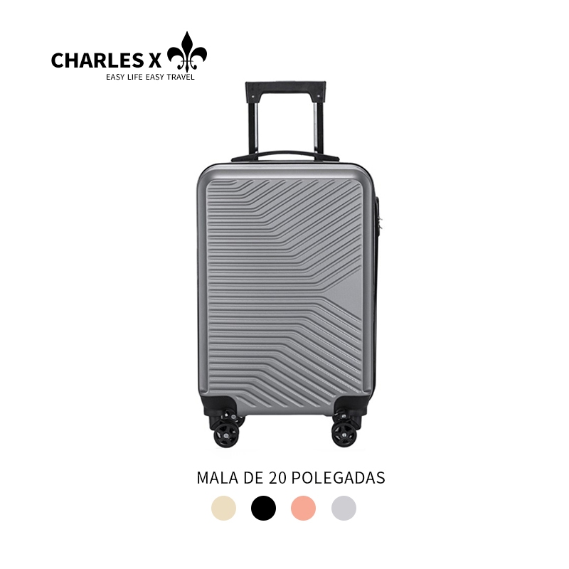 CHARLES X Mala de bordo 20 polegadas, super leve, com cadeado de senha de 3 dígitos