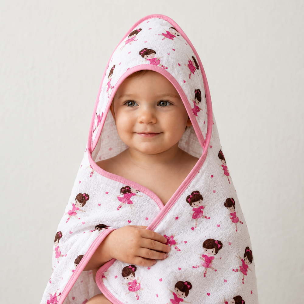 Toalha de Banho Bebe Fralda Soft com Capuz 100% Algodão Enxoval Menina Macia!