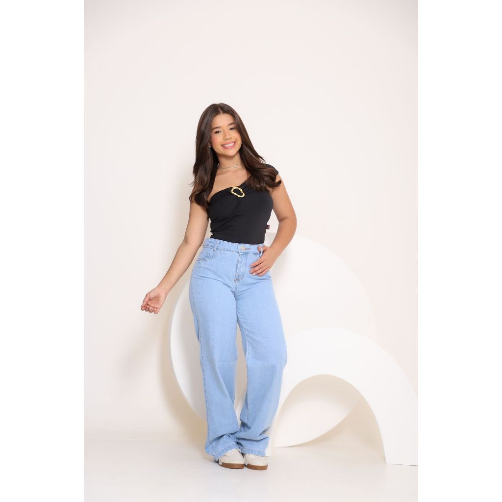 Calça Jeans Wide leg Feminina Juvenil