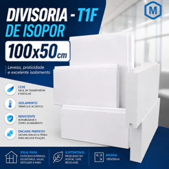 Divisória de Isopor TF1 EPS 100x50x10cm | Leve, Resistente e com Isolamento Térmico